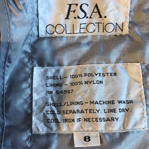 Vintage F.S.A. Collection Silver Swing Ruched Cuff & Collar Long Coat SZ 8 - Picture 6 of 8